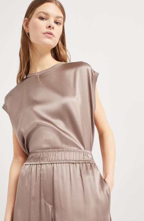 Brunello Cucinelli Stretch-silk Satin Track Trousers In Cocoa