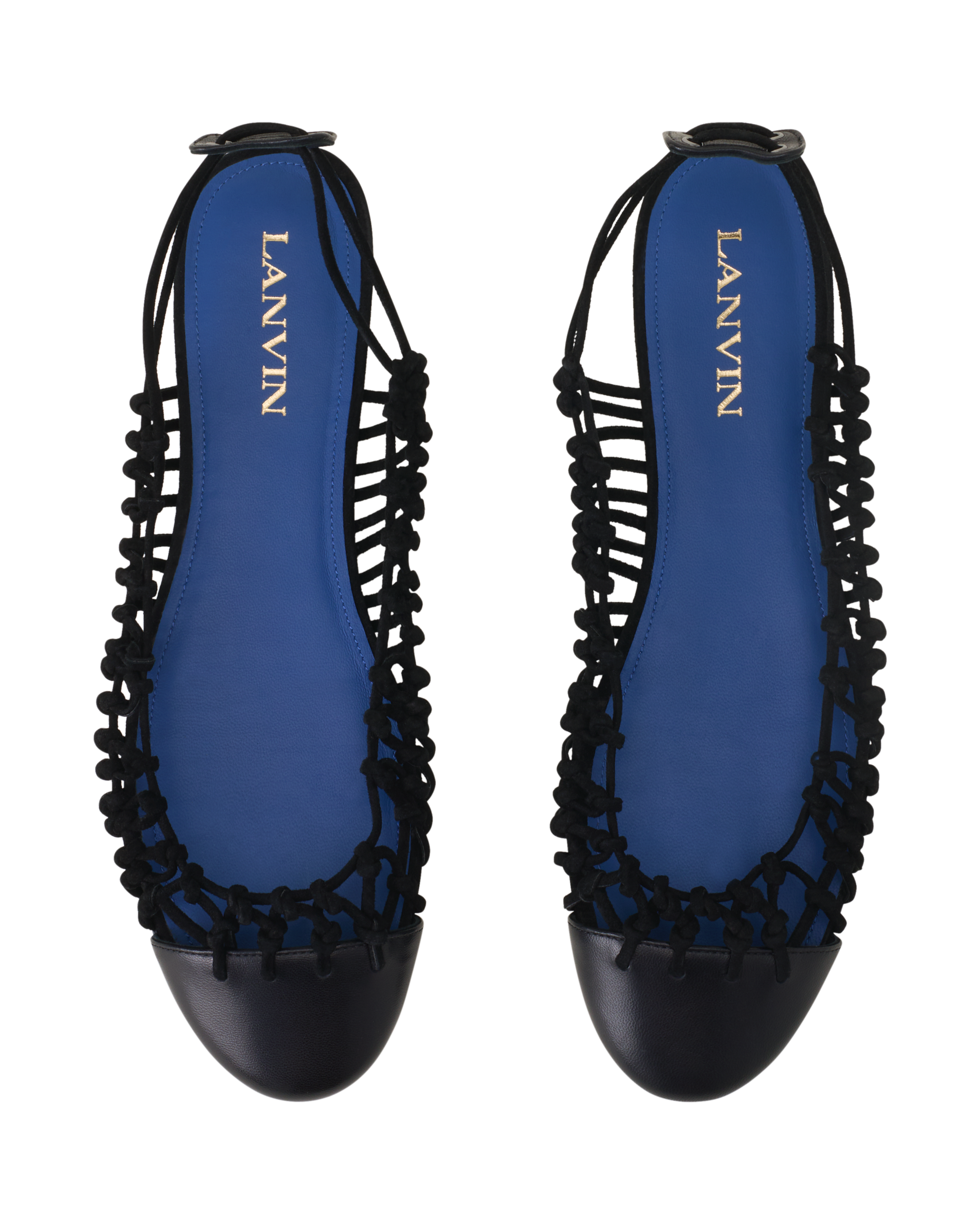 Lanvin Knitline Slingback Ballerina In Leather, Alternate, color, Black