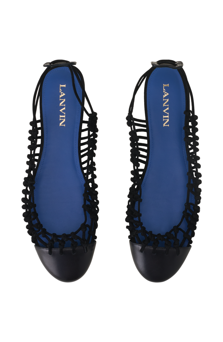 Lanvin Knitline Slingback Ballerina In Leather, Alternate, color, Black