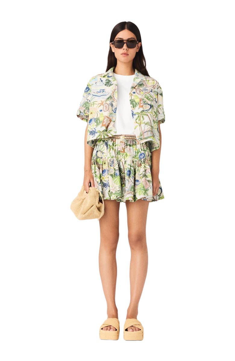 maje Patterned cropped shirt, Main, color, Postcard Print