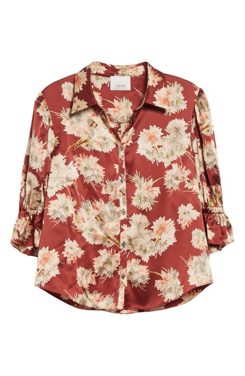 Cinq À Sept Fiona Mae Bouquet Satin Button-up Shirt In Multi
