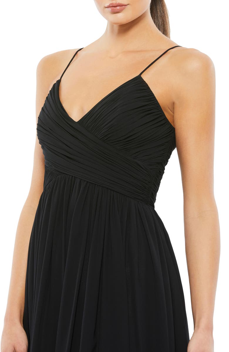 Mac Duggal Faux Wrap Sleeveless Flowy Midi Dress, Alternate, color, Black