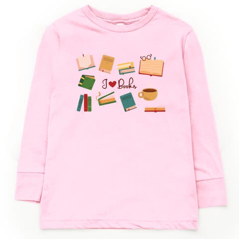 I Love Books Collage Long Sleeve T-Shirt Youth