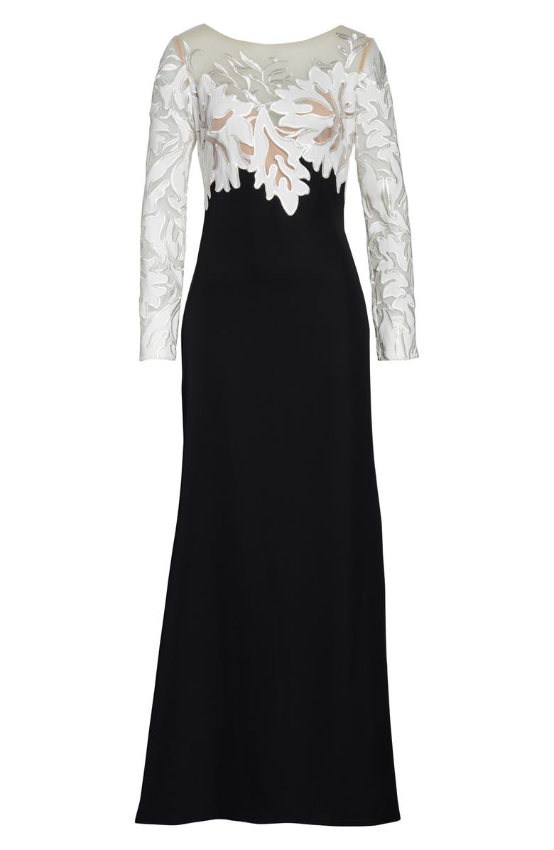 Tadashi Shoji Embroidered Long Sleeve Evening Gown, Alternate, color,