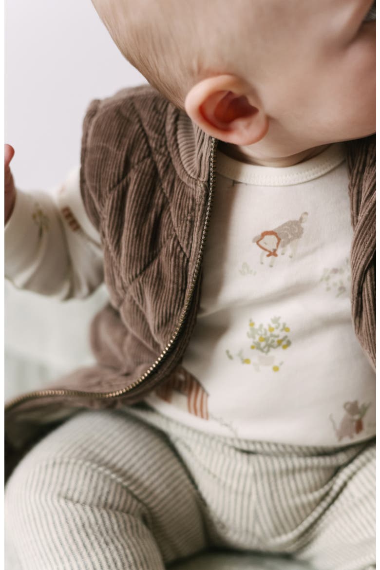 Lap Shoulder Print Long Sleeve Organic Cotton Bodysuit, Alternate, color, ON THE FARM