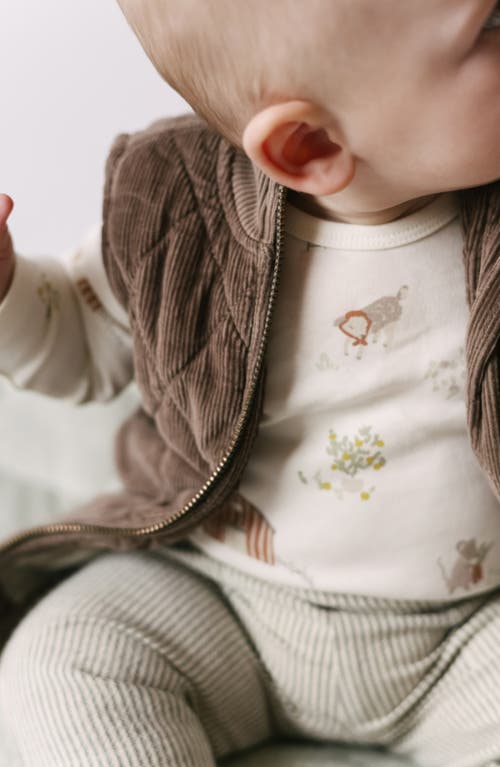 Pehr Print Long Sleeve Organic Cotton Bodysuit In White