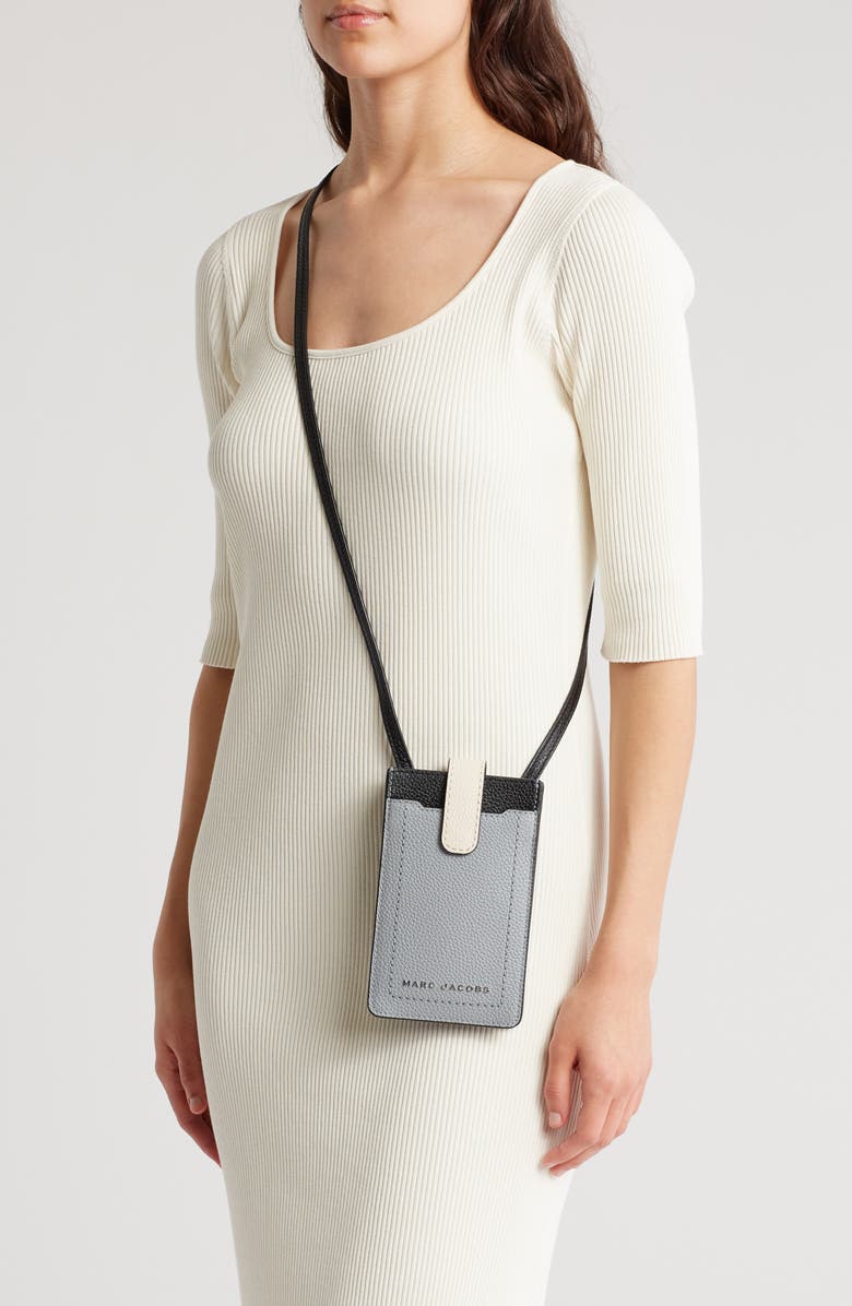 Marc Jacobs Leather Phone Crossbody Bag, Alternate, color, Marshmallow Multi