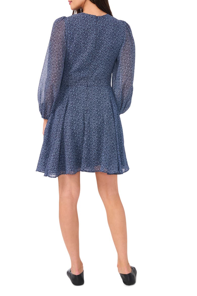 Floral V-Neck Long Sleeve Button Front Dress, Alternate, color, INDIGO NIGHT