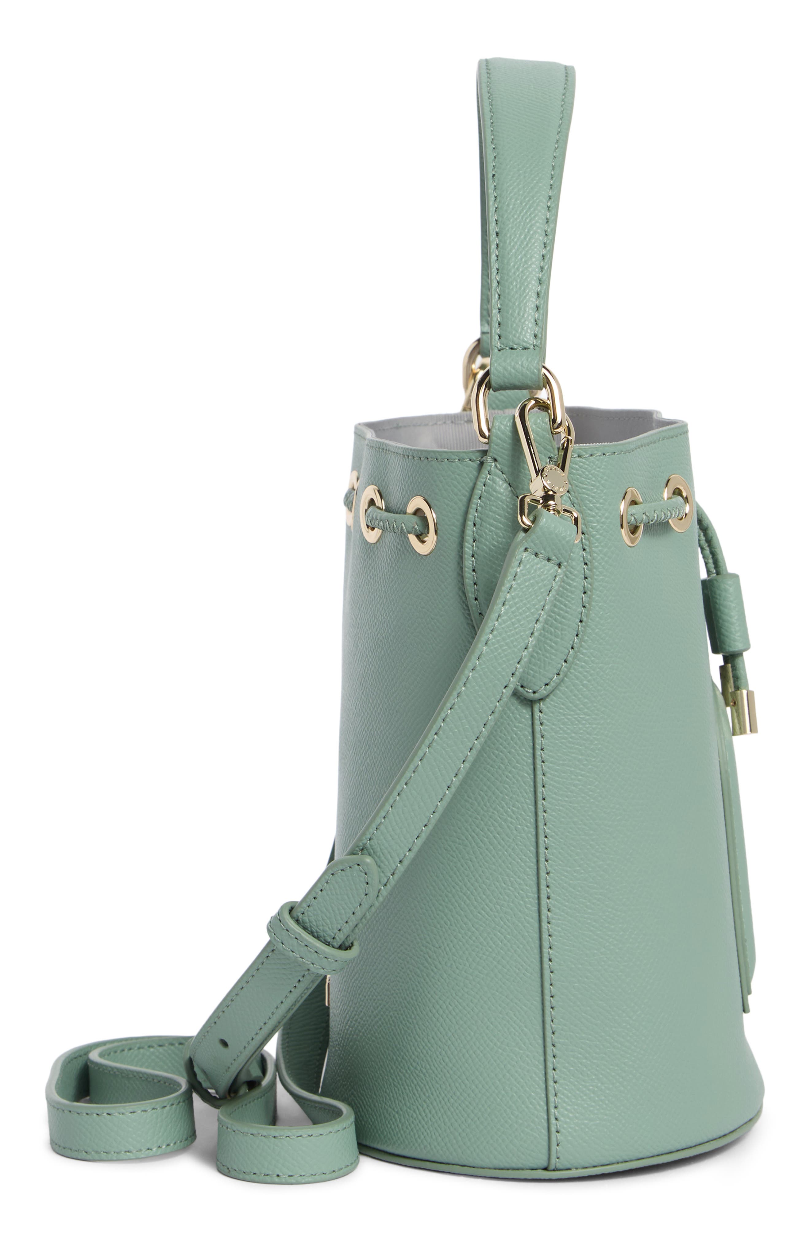 Clio Mini Drawstring Bucket Bag, Alternate, color, MINERAL GREEN
