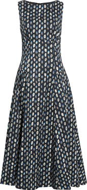 STAUD Gwen Drop Waist A-Line Midi Dress