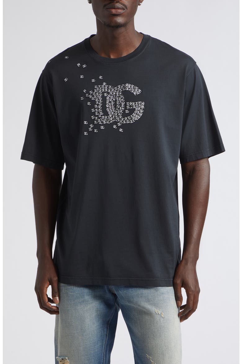 Logo Appliqué Cotton T-Shirt, Main, color, NERO
