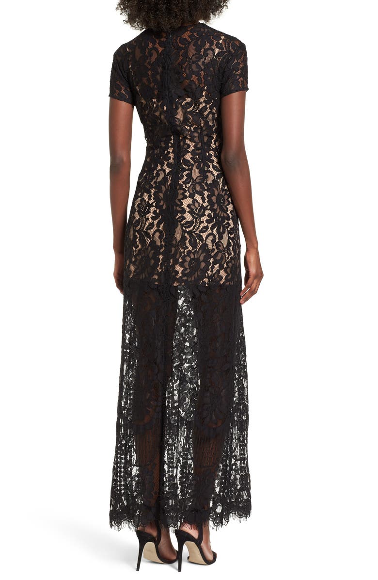 WAYF V-Neck Lace Maxi Dress, Alternate, color,