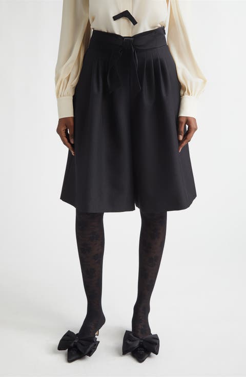 Bow Waist Wool 
Mohair Bermuda Shorts