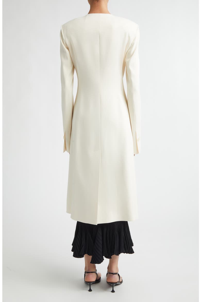Anouk Double Breasted Satin Back Crepe Cutaway Coat, Alternate, color, ECRU