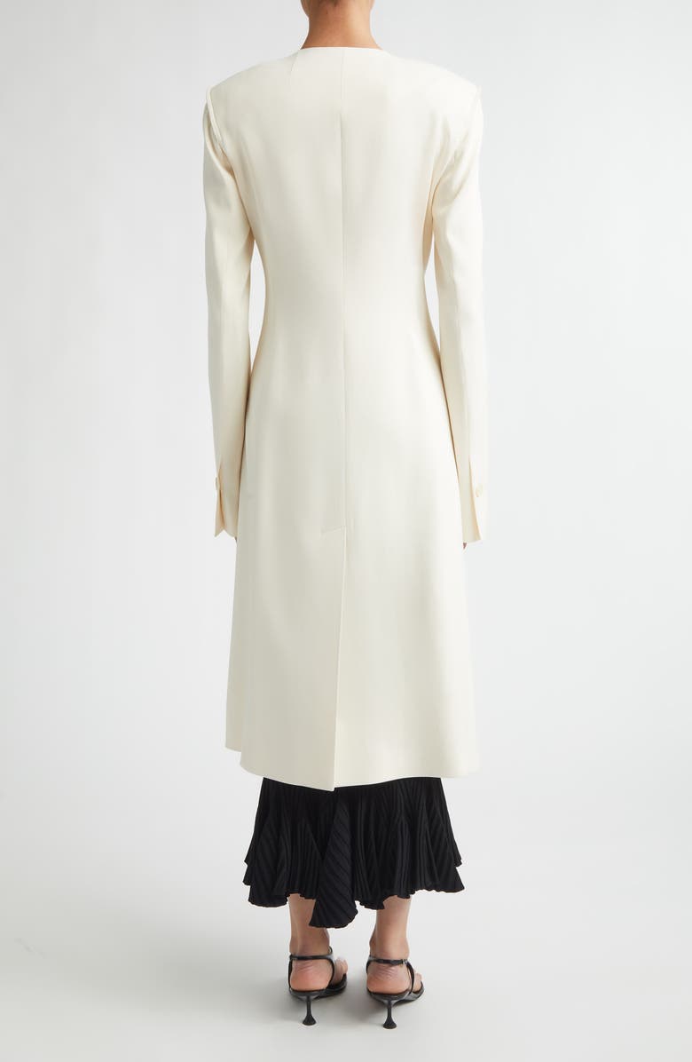 Proenza Schouler Anouk Double Breasted Satin Back Crepe Cutaway Coat, Alternate, color, Ecru