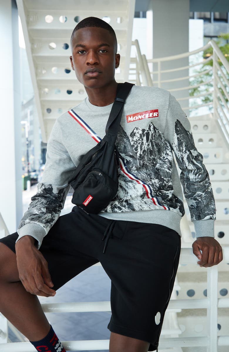 Moncler Mountain Print Crewneck Sweatshirt, Alternate, color,