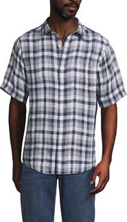 Lands' End Traditional Fit Short Sleeve Linen Shirt