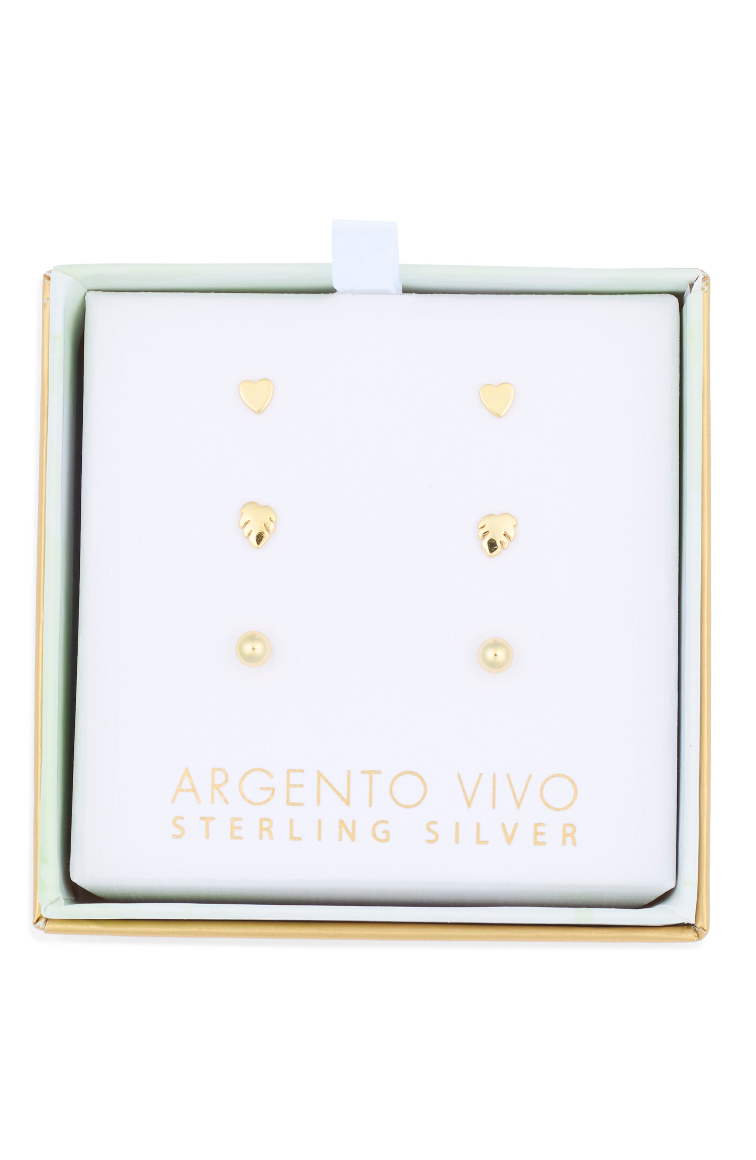 Argento Vivo Sterling Silver Set of 3 Stud Earrings