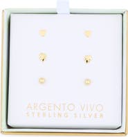 Argento Vivo Sterling Silver Set of 3 Stud Earrings