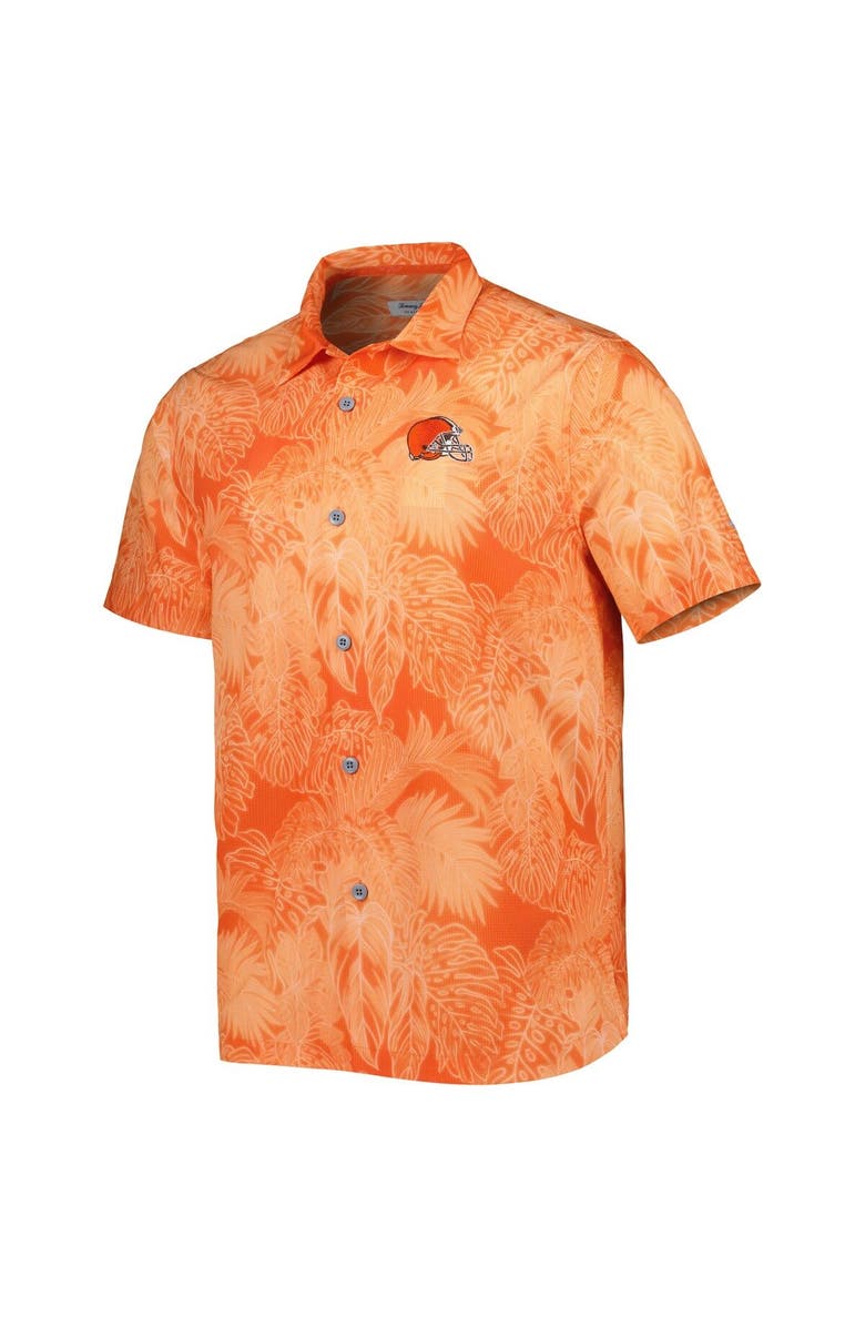 Tommy Bahama Men's Tommy Bahama Orange Cleveland Browns Coast Luminescent Fronds Camp IslandZone Button-Up Shirt, Alternate, color,