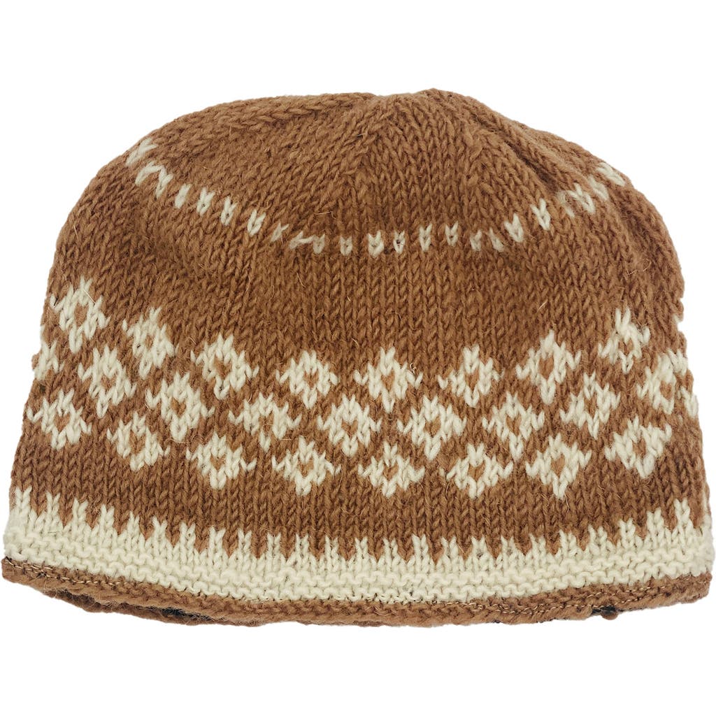 Feelgoodz Hand-knit Vail Winter Wool Beanie Hat In Brown
