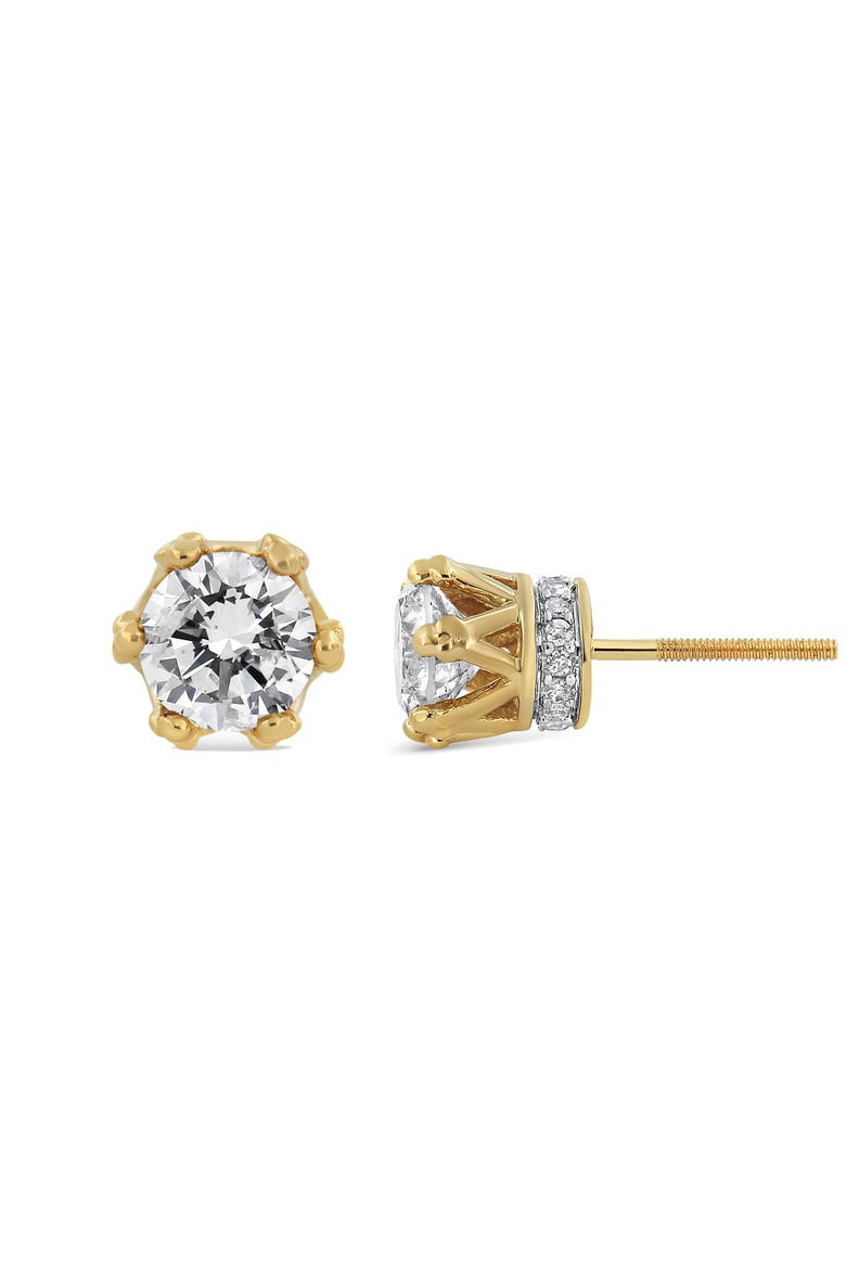 14K Yellow Gold 2.0 Cttw Round Diamond Crown Stud Earrings, Alternate, color, Yellow