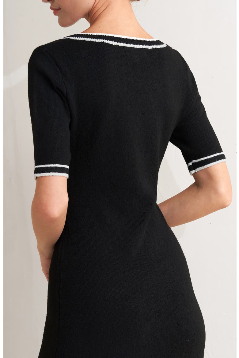 Knit Midi Dress, Alternate, color, BLACK/ WHITE