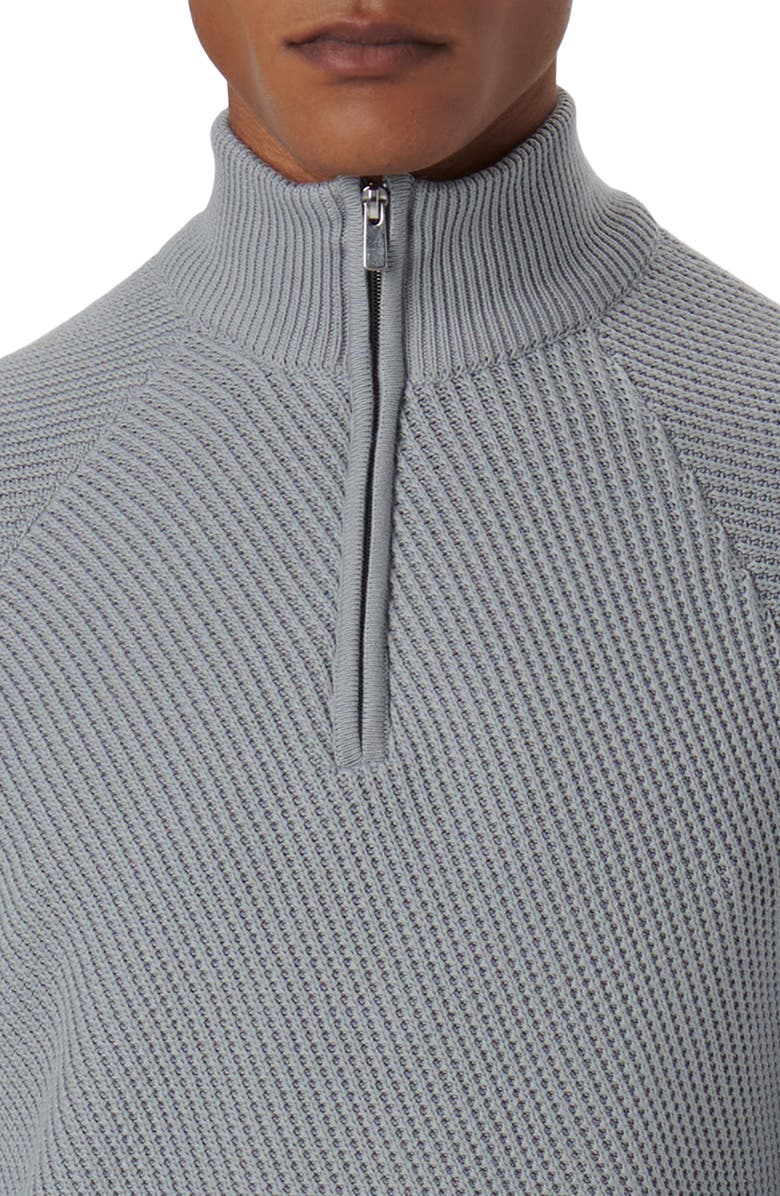 Bugatchi Diagonal Stitch Quarter Zip Sweater, Alternate, color, 