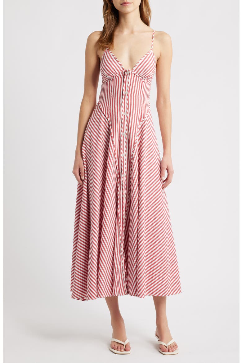 Arabella Stripe Midi Dress, Main, color, RED/ WHITE