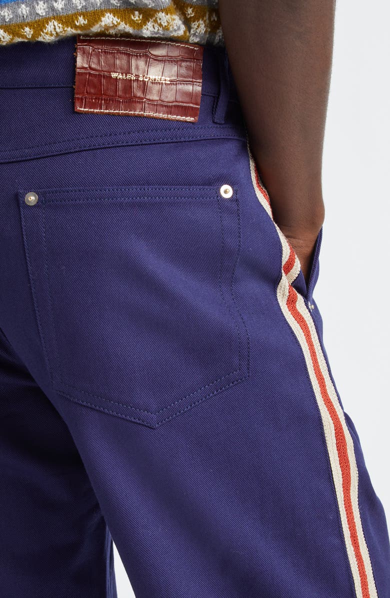 Wales Bonner Coda Crochet Track Stripe Cotton Drill Flare Pants, Alternate, color, 