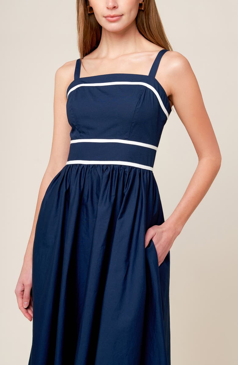 FLYING TOMATO Contrast Stripe Midi Dress, Alternate, color,
