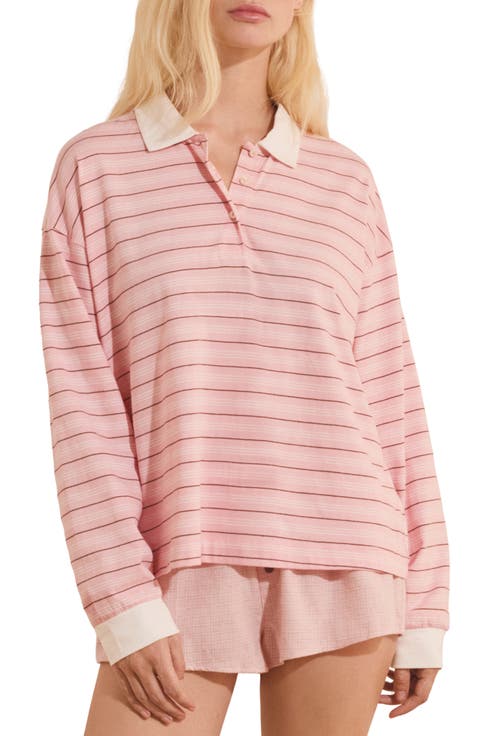 Remi Stripe Cotton Polo Pajama Top