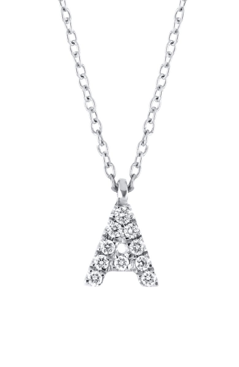 Bony Levy Icon Diamond Initial Pendant Necklace, Alternate, color, 18K White Gold - A