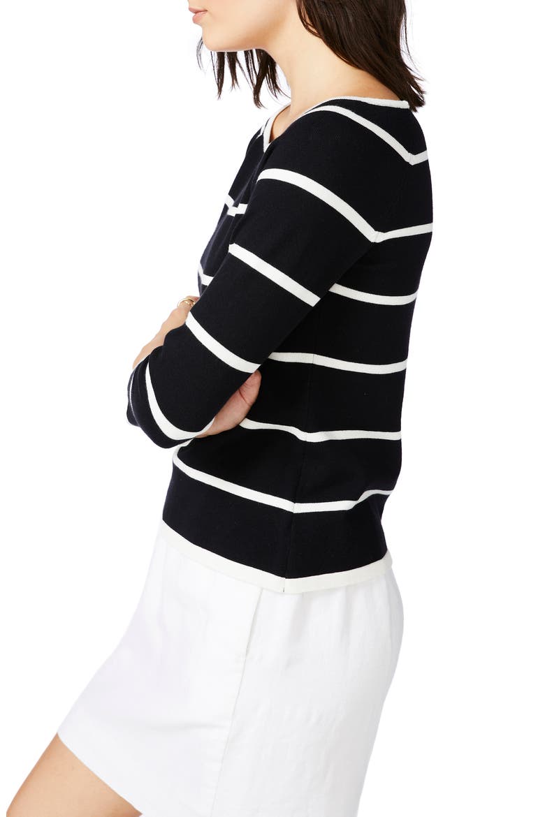Stripe Jersey Sweater, Alternate, color, RICH BLACK