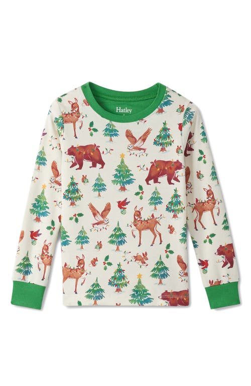 Hatley Kids' Holiday Animals Fitted Two-piece Pajamas In Multi