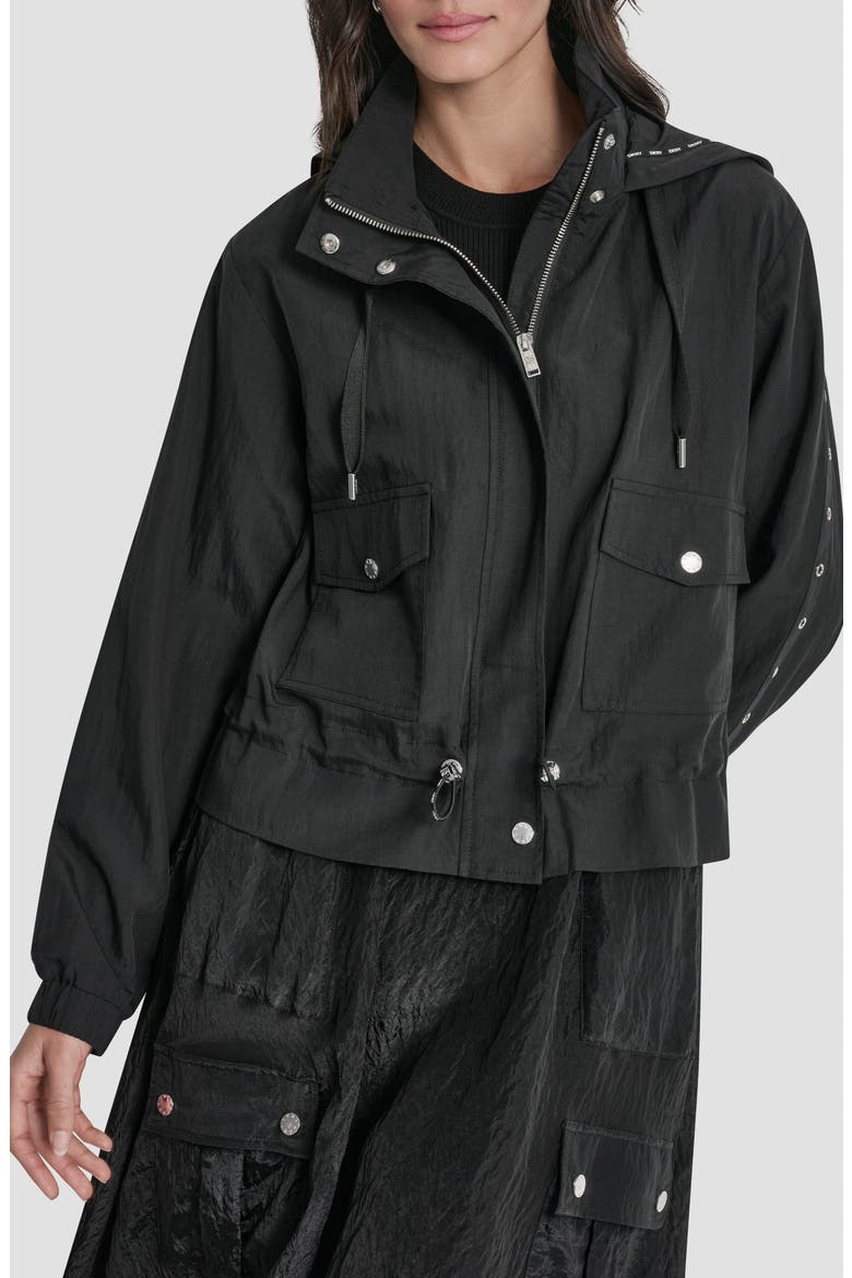 Studded Hooded Anorak, Main, color, BLACK