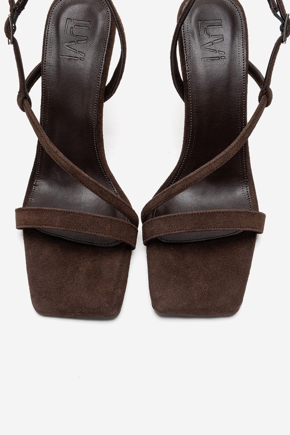 Prologue Shoes Jolene Stiletto Sandal, Alternate, color, Brown Suede