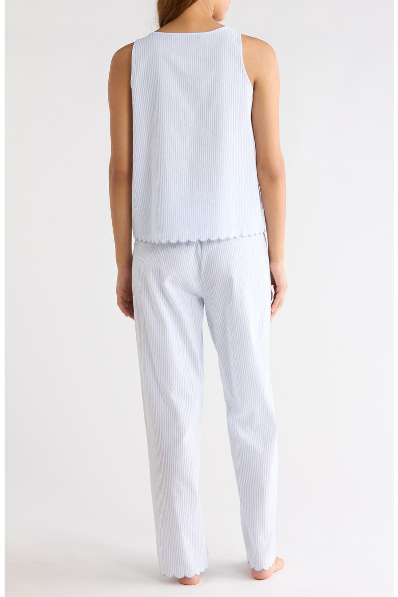 Stripe Scallop Edge Cotton Pajamas, Alternate, color, BLUE/ WHITE STRIPE