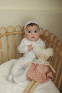 Bebe Bella Boy Eyelet Romper with Matching Bonnet