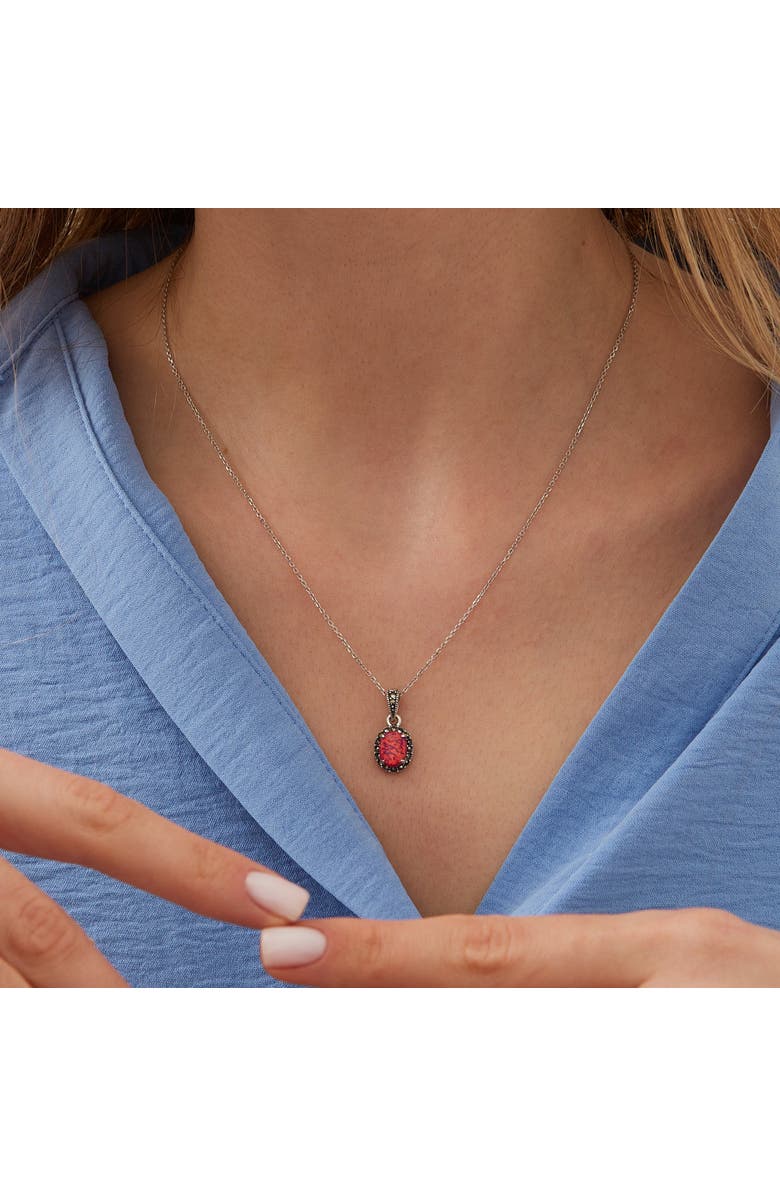 Spero London Oval Red Opal High Quality Sterling Silver Pendant Necklace, Alternate, color, Silver