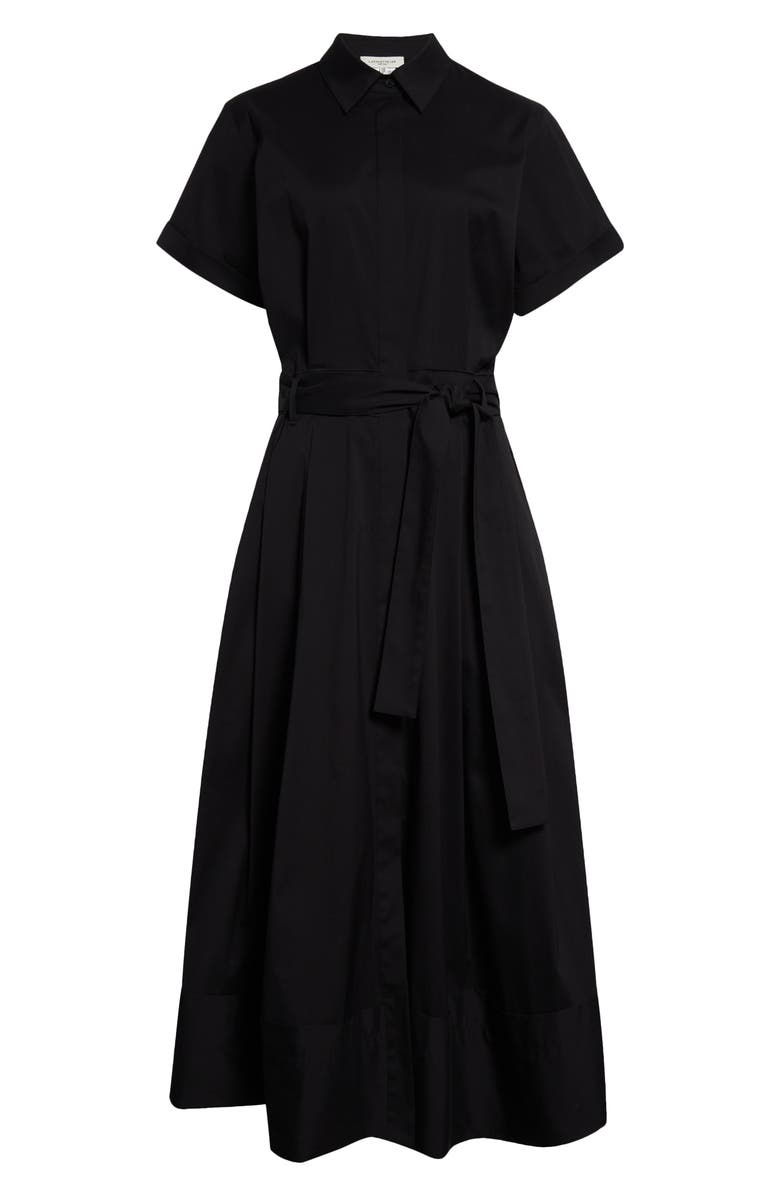 Lafayette 148 New York Cotton Blend Poplin Belted Shirtdress, Alternate, color, Black