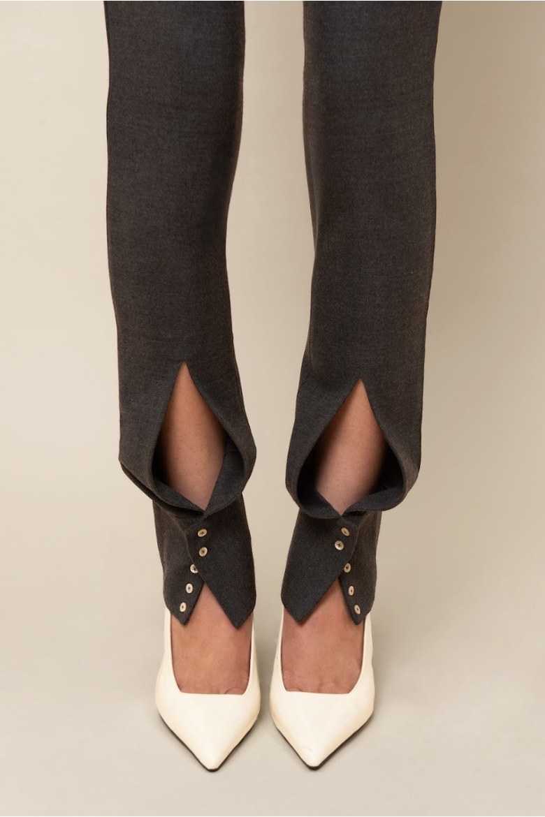 Cora Slim-Fitted Elegant Twill Trouser, Alternate, color, Charcoal