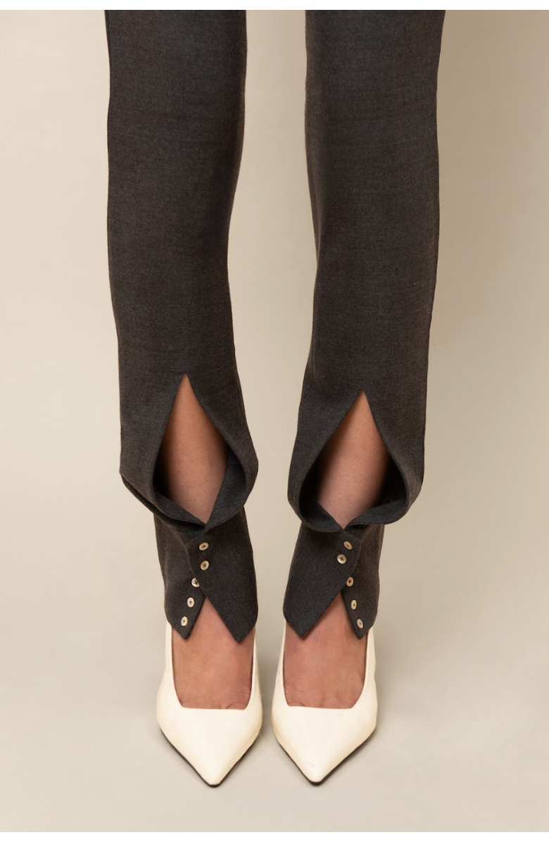 Contessa Mills Cora Slim-Fitted Elegant Twill Trouser, Alternate, color, Charcoal