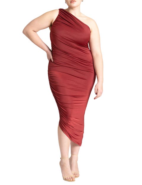 Ruched One Shoulder Dress (Plus Available)