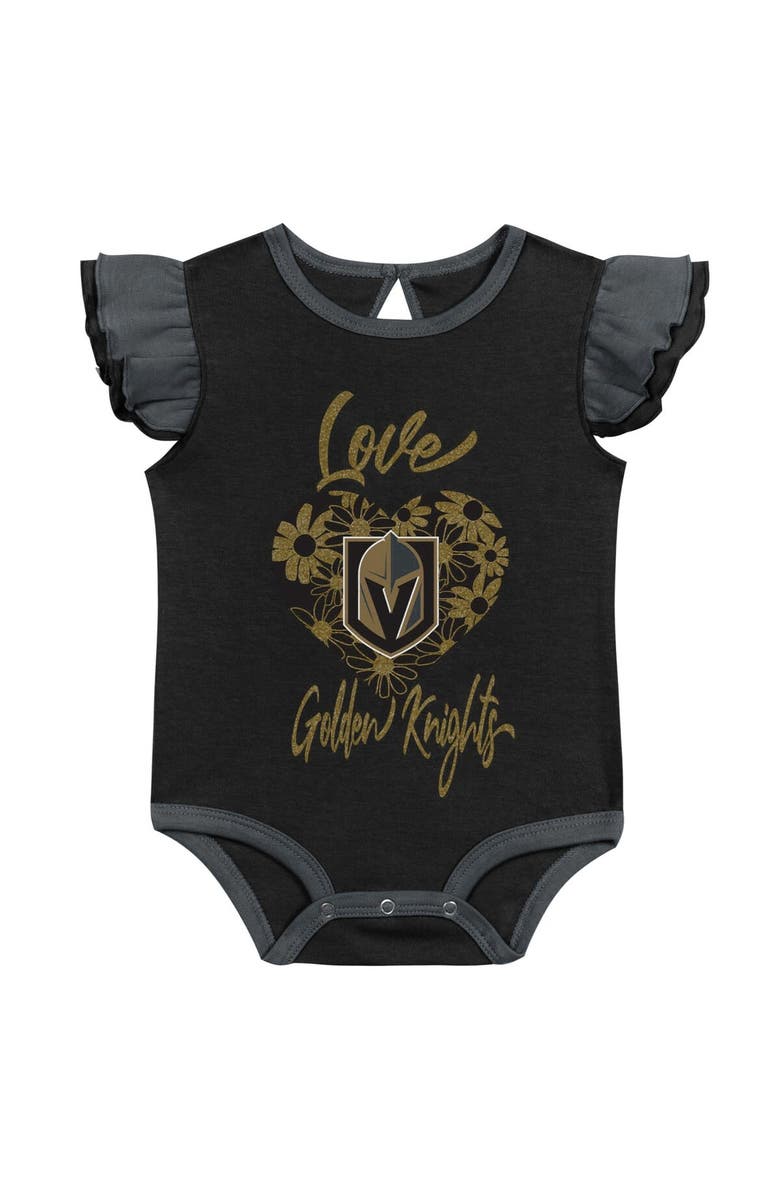 Outerstuff Girls Infant Black/Gray Vegas Golden Knights Two-Pack Training Bodysuit Set, Alternate, color, Black