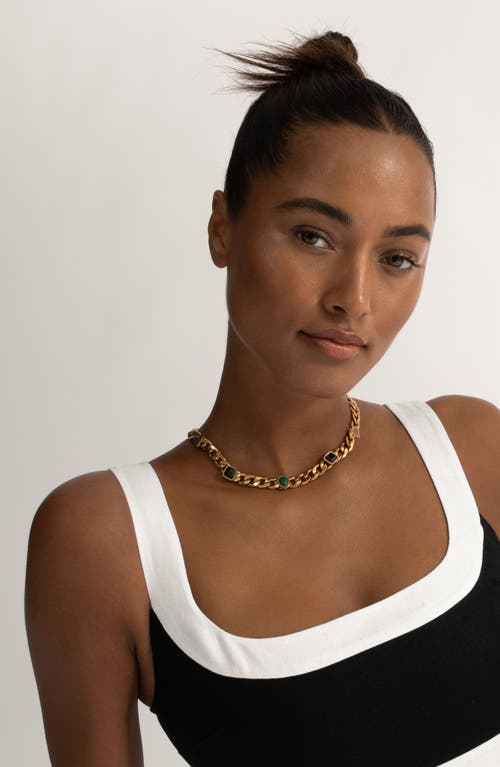 St. Moran Geo Street Stone Station Curb Chain Necklace In Multi