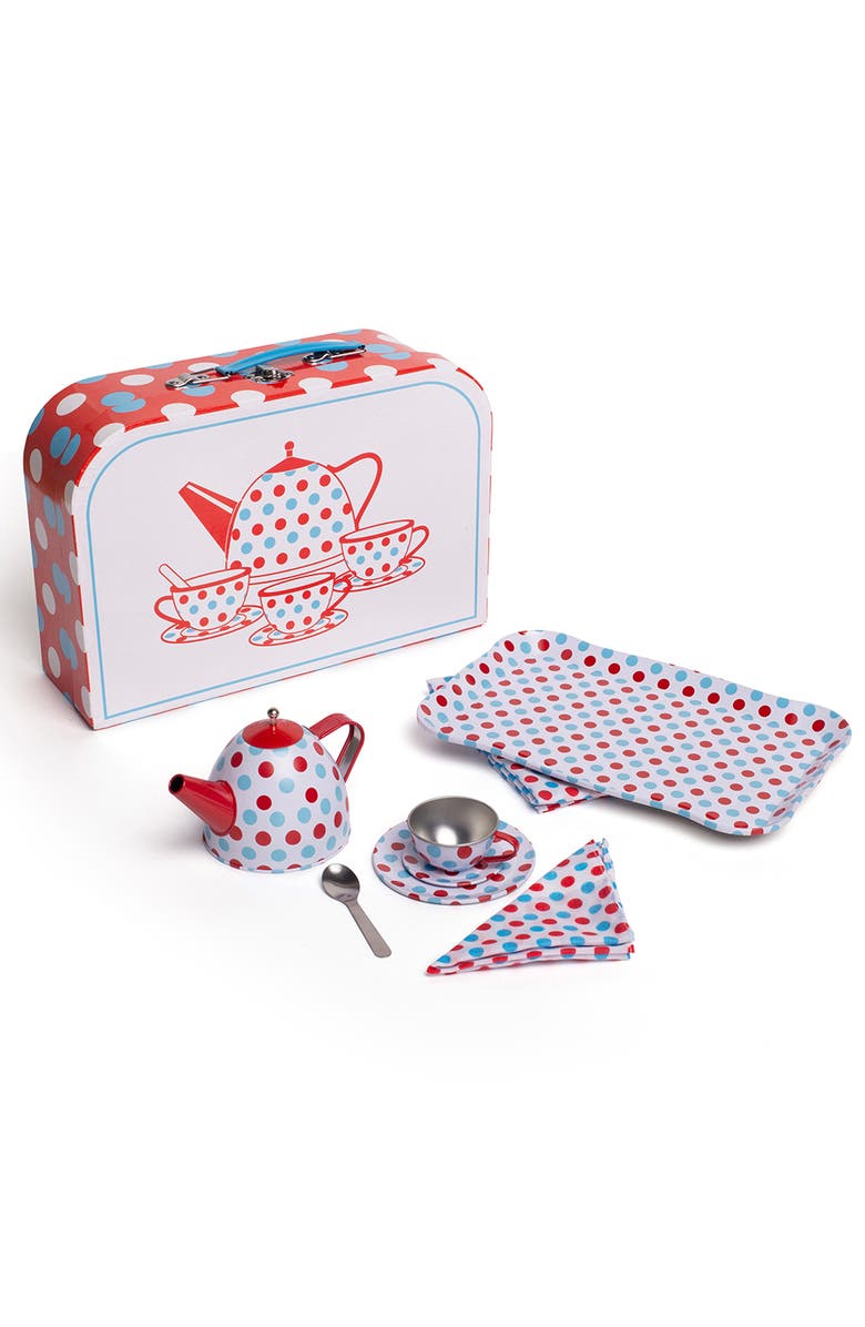 Bigjigs Toys Spotted Tea Set in a Case, Alternate, color, 