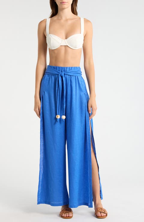 Tie Side Linen Cover-Up Pants