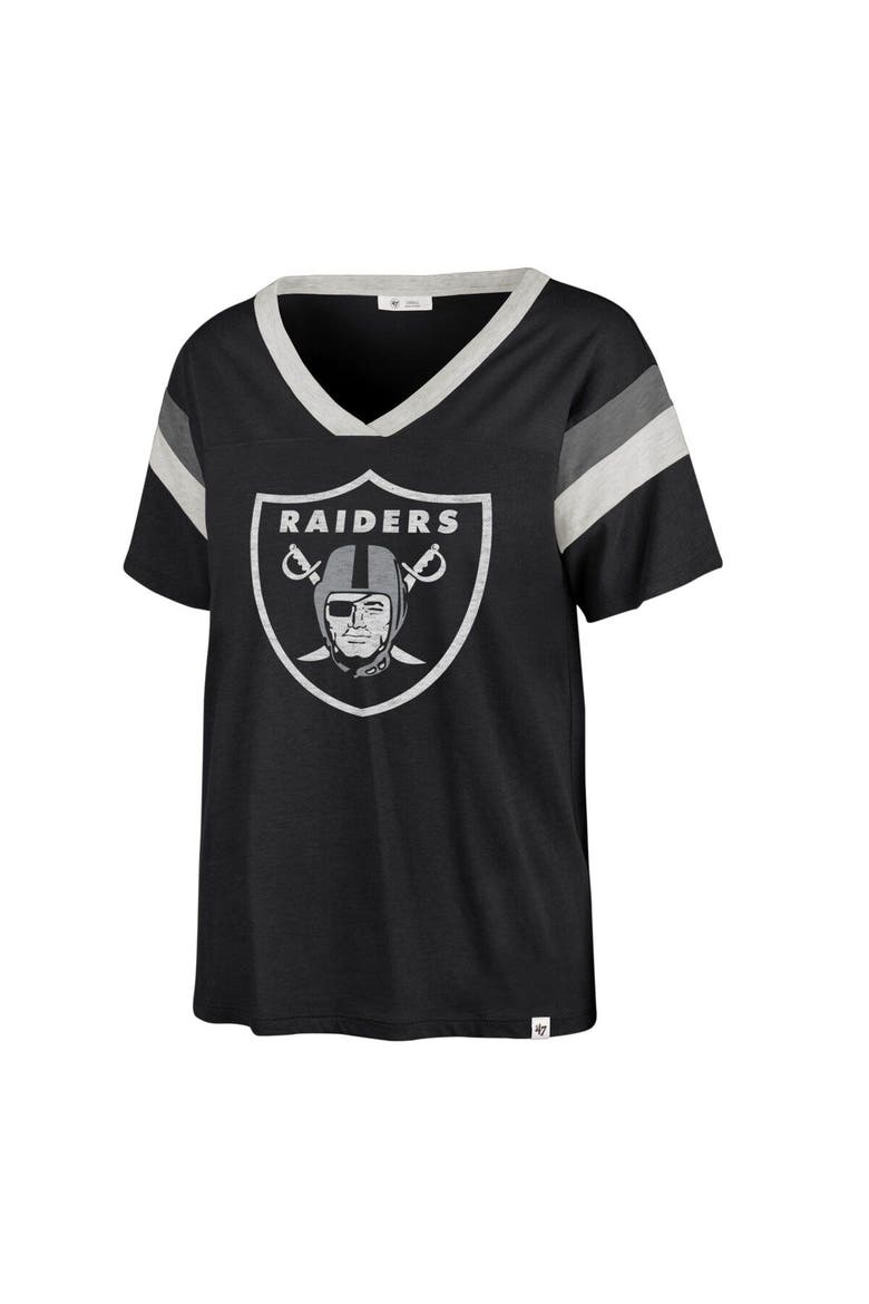 Women's '47 Black Las Vegas Raiders Phoenix V-Neck T-Shirt, Main, color, Black