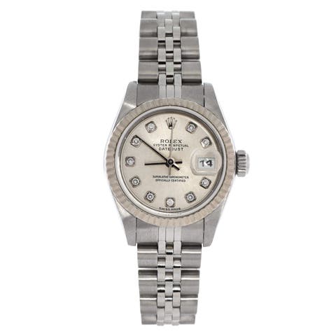 Oyster Perpetual Datejust Automatic Watch Stainless Steel and White Gold with Diamond Markers 26